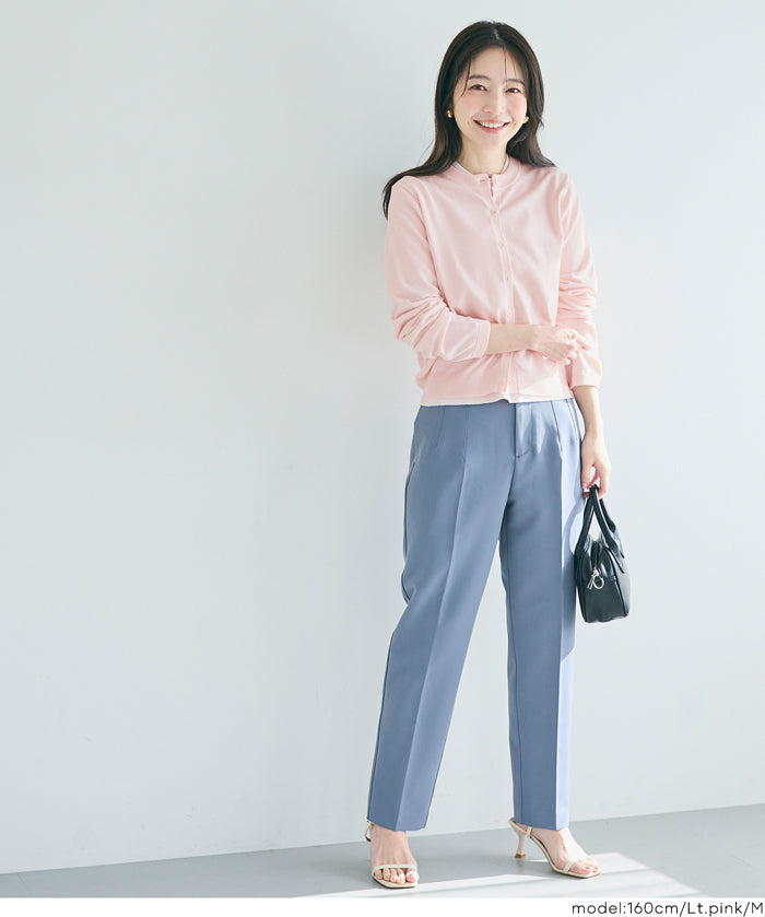 春季合身圓領針織開襟衫