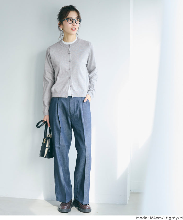 春季合身圓領針織開襟衫
