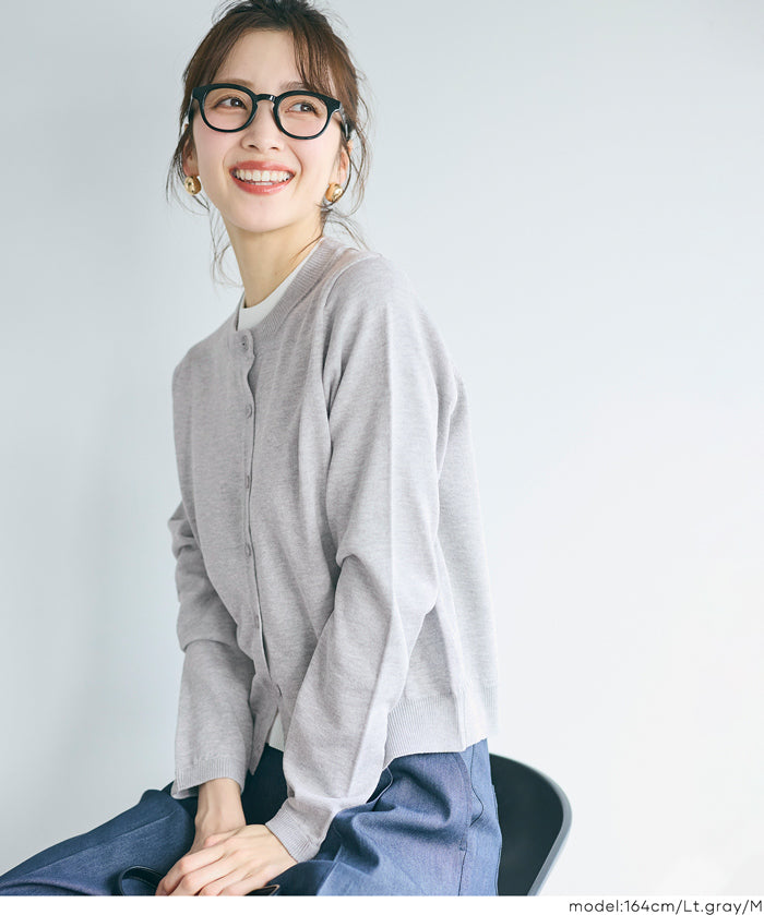 春季合身圓領針織開襟衫