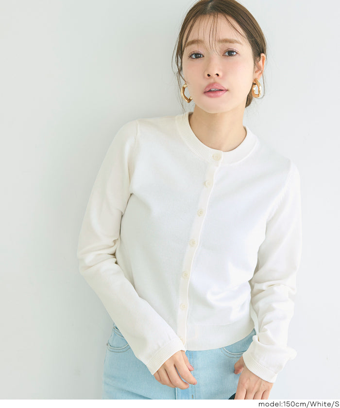 春季合身圓領針織開襟衫