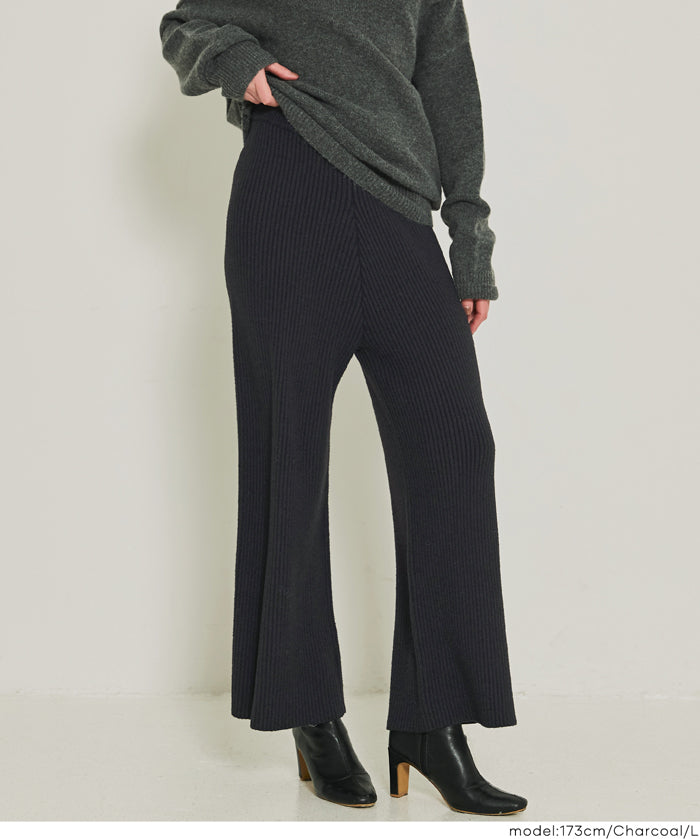 仿兔毛羅紋針織褲