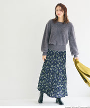 袖珍珠裝飾長毛針織上衣