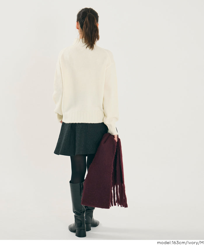 蓬蓬袖半高領針織上衣