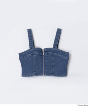 童裝 牛仔拉鍊吊帶背心