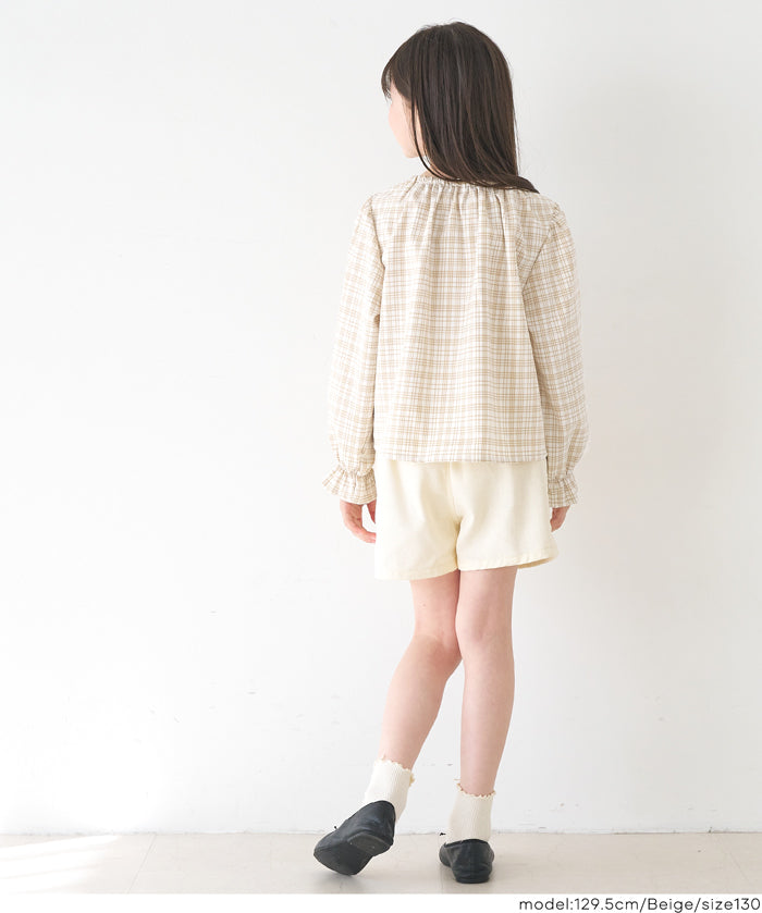 童裝 前開襟蝴蝶結格紋襯衫