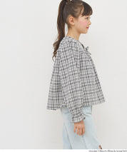 童裝 前開襟蝴蝶結格紋襯衫