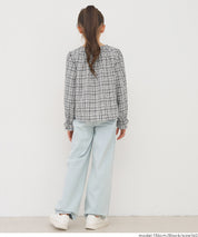 童裝 前開襟蝴蝶結格紋襯衫