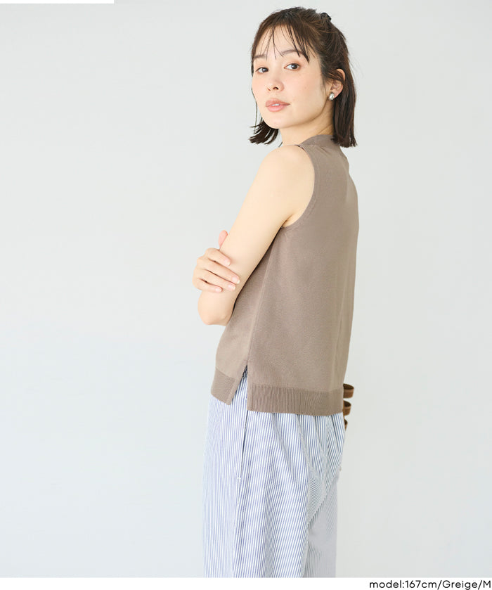 夏日針織無袖高領上衣
