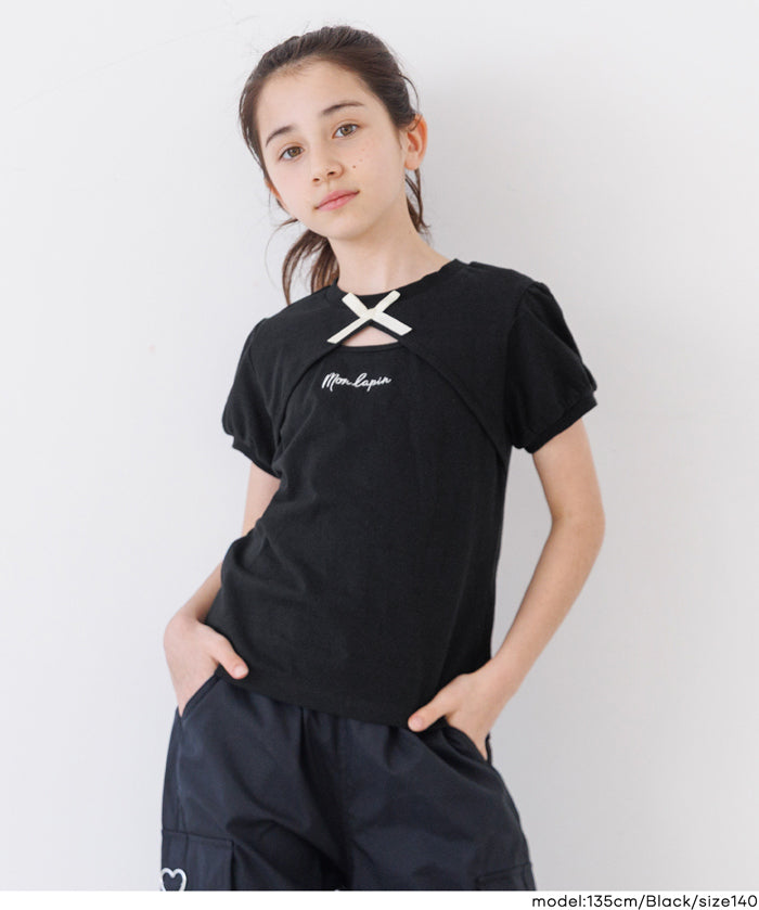 童裝 刺繡澎澎袖T恤