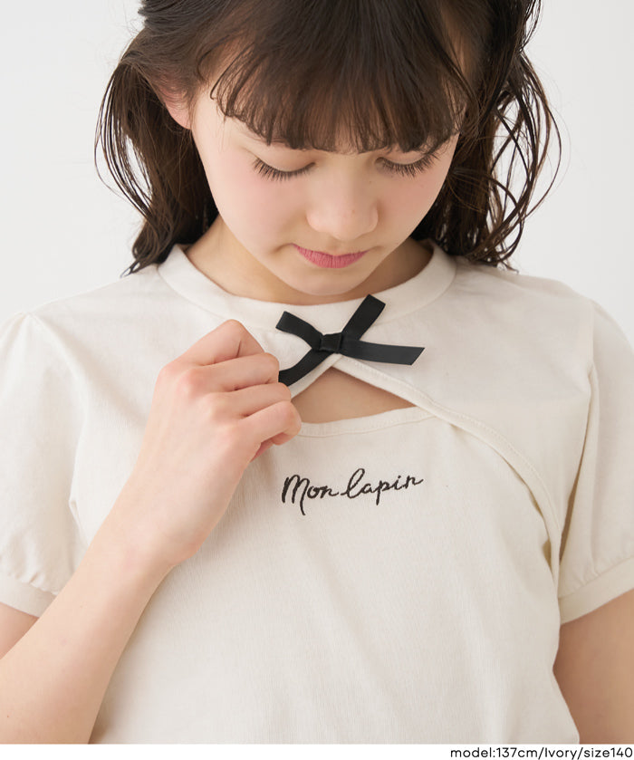 童裝 刺繡澎澎袖T恤