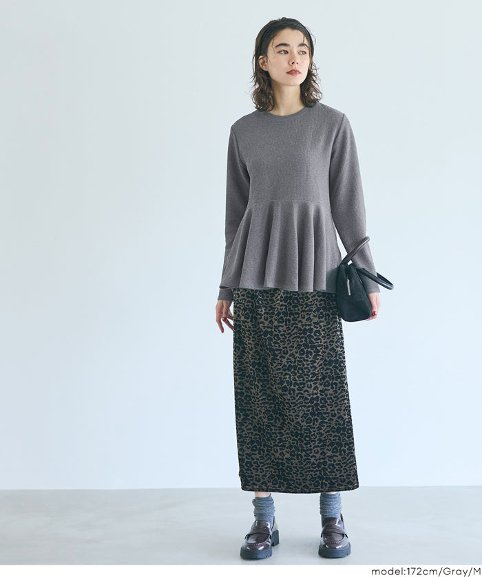 壓紋荷葉下擺長袖娃娃衣