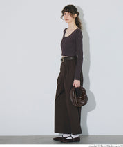 2WAY領口羅紋短版長袖T恤