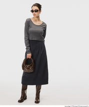 2WAY領口羅紋短版長袖T恤