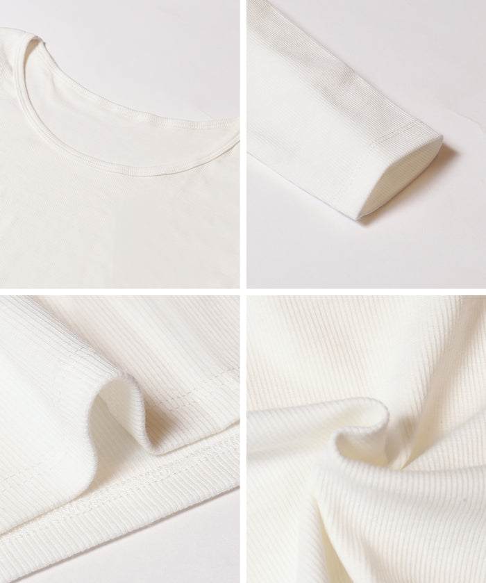 2WAY領口羅紋短版長袖T恤