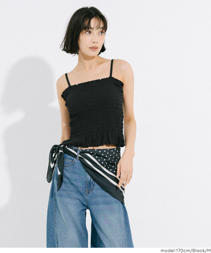 胸墊抽皺細肩帶背心 OUT BRA