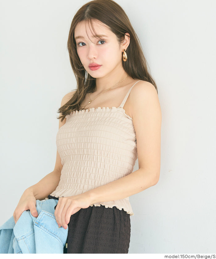 胸墊抽皺細肩帶背心 OUT BRA