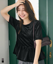 絲絨短袖娃娃上衣