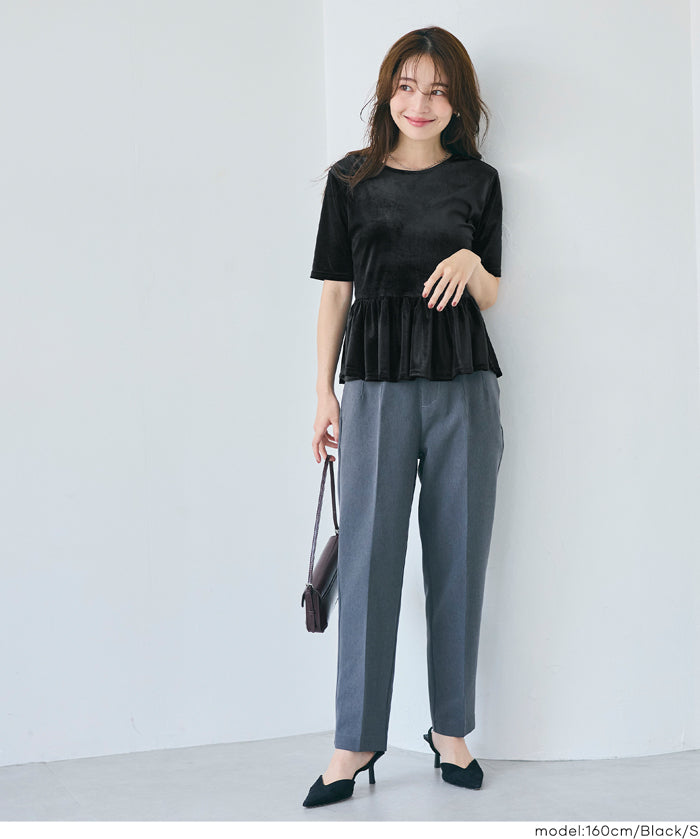 絲絨短袖娃娃上衣