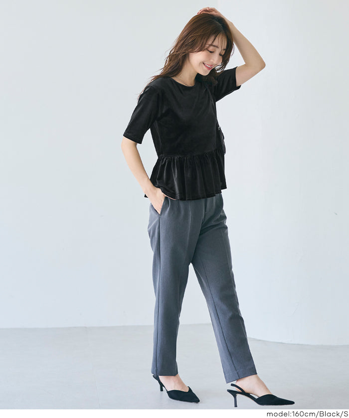 絲絨短袖娃娃上衣