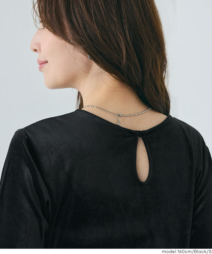 絲絨短袖娃娃上衣