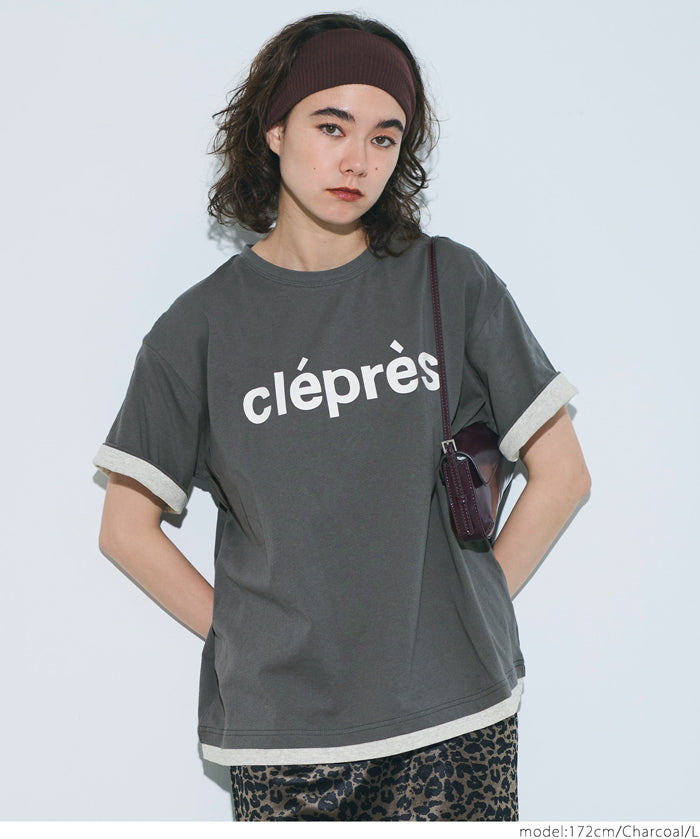 反摺袖口棉質LOGO短袖上衣