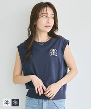 刺繡LOGO袖打褶背心