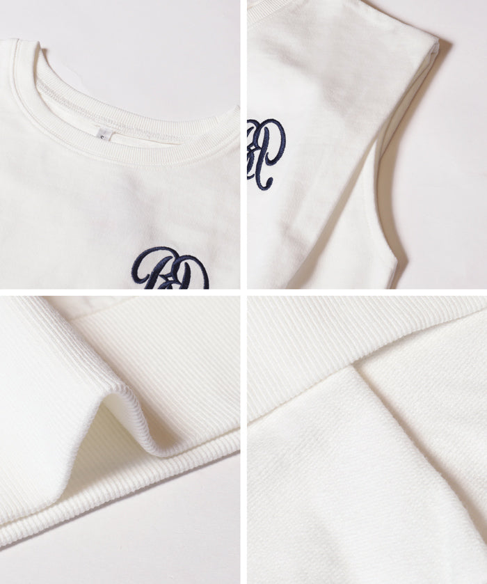 刺繡LOGO袖打褶背心