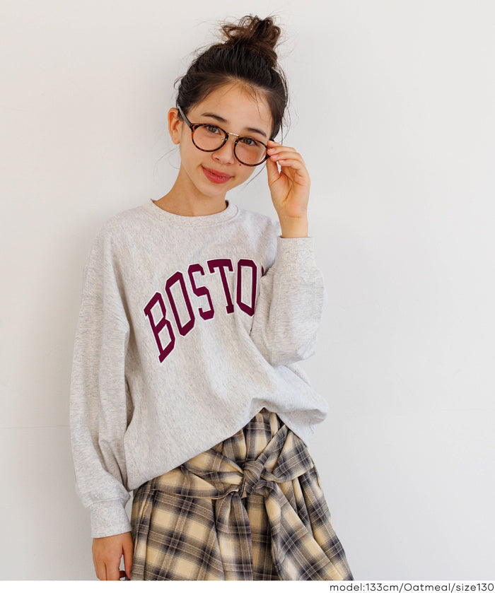 童裝 親子同款 LOGO輕薄長袖大學T