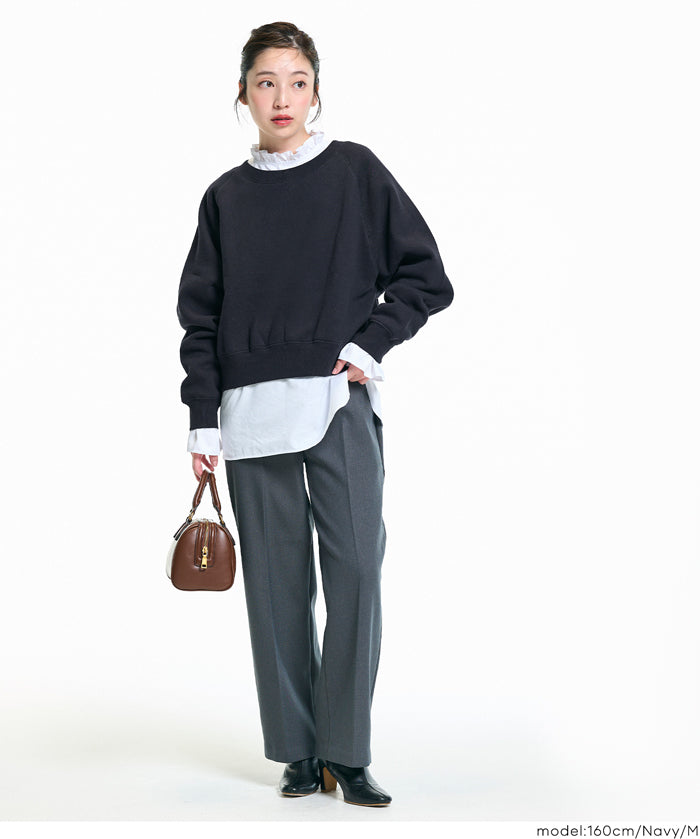 限時優惠★內刷毛插肩袖短版大學T