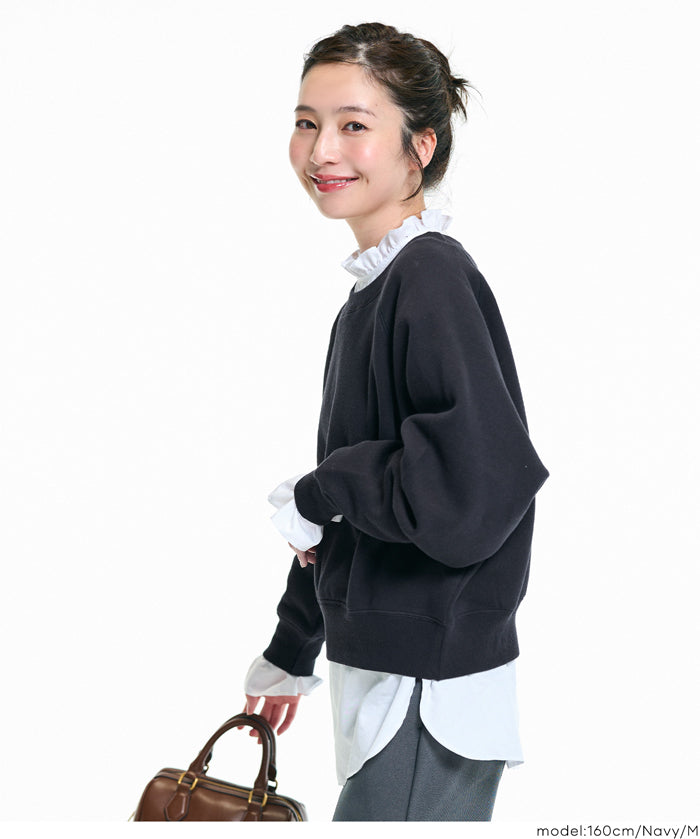 限時優惠★內刷毛插肩袖短版大學T