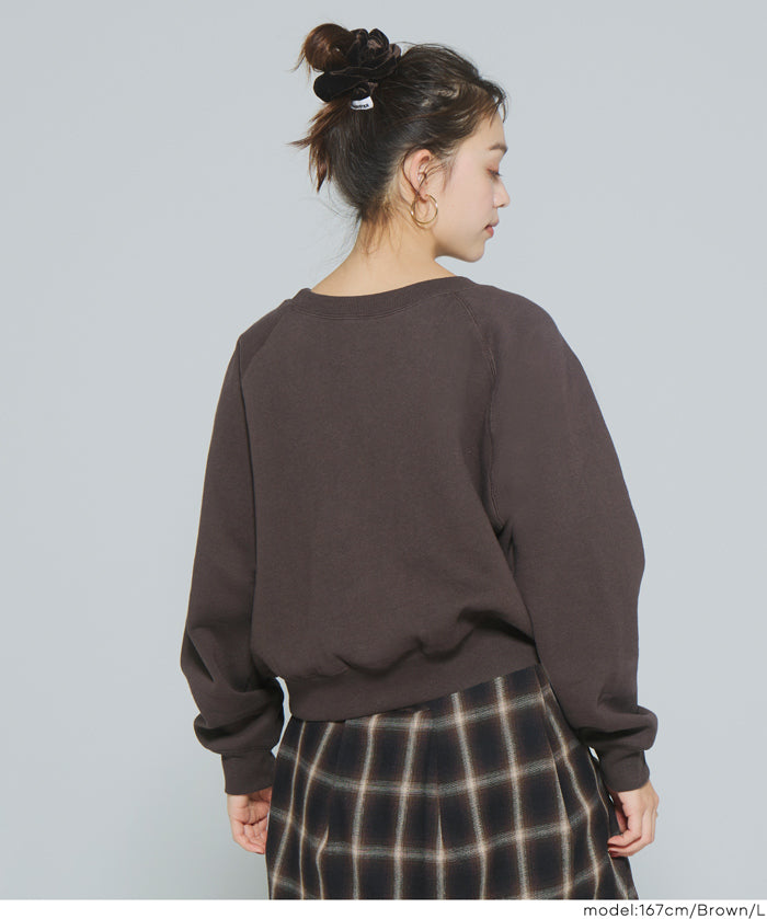 限時優惠★內刷毛插肩袖短版大學T