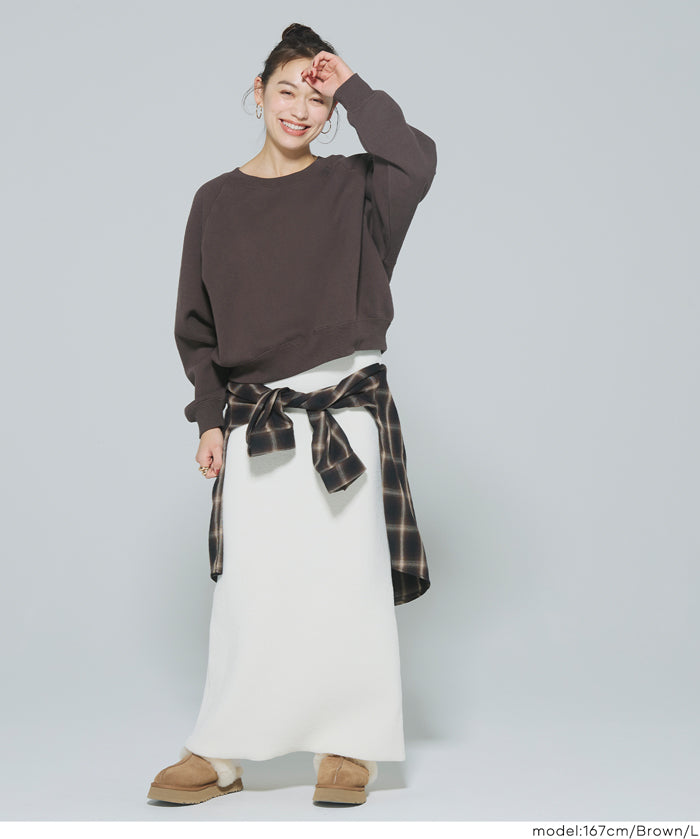 限時優惠★內刷毛插肩袖短版大學T