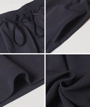 壓紋打褶休閒褲