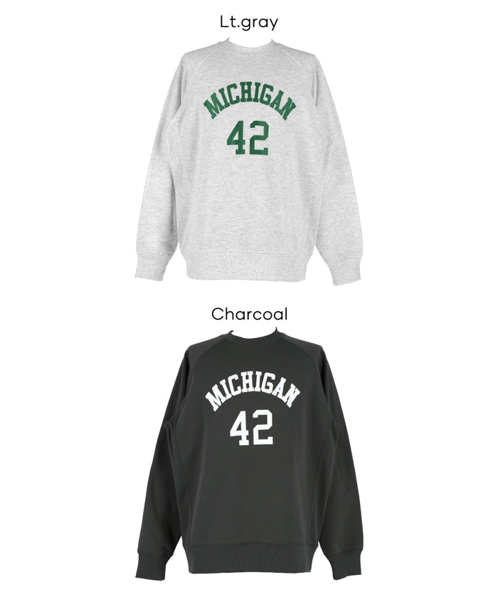 內刷毛插肩LOGO大學T