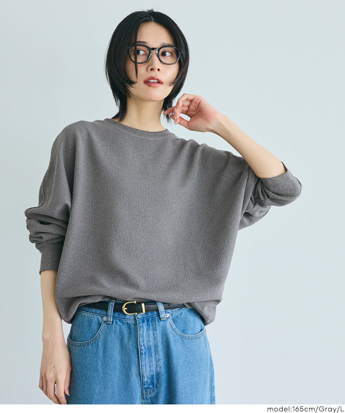 壓紋蝙蝠袖上衣