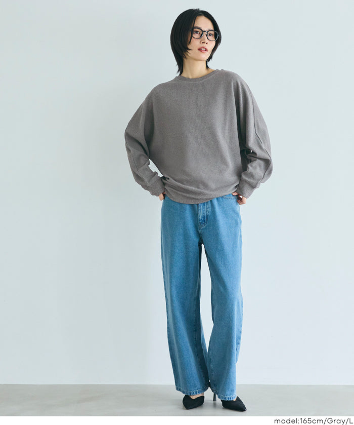 壓紋蝙蝠袖上衣