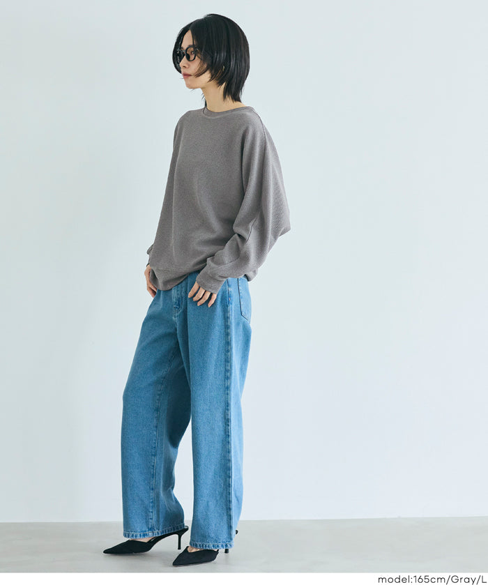 壓紋蝙蝠袖上衣