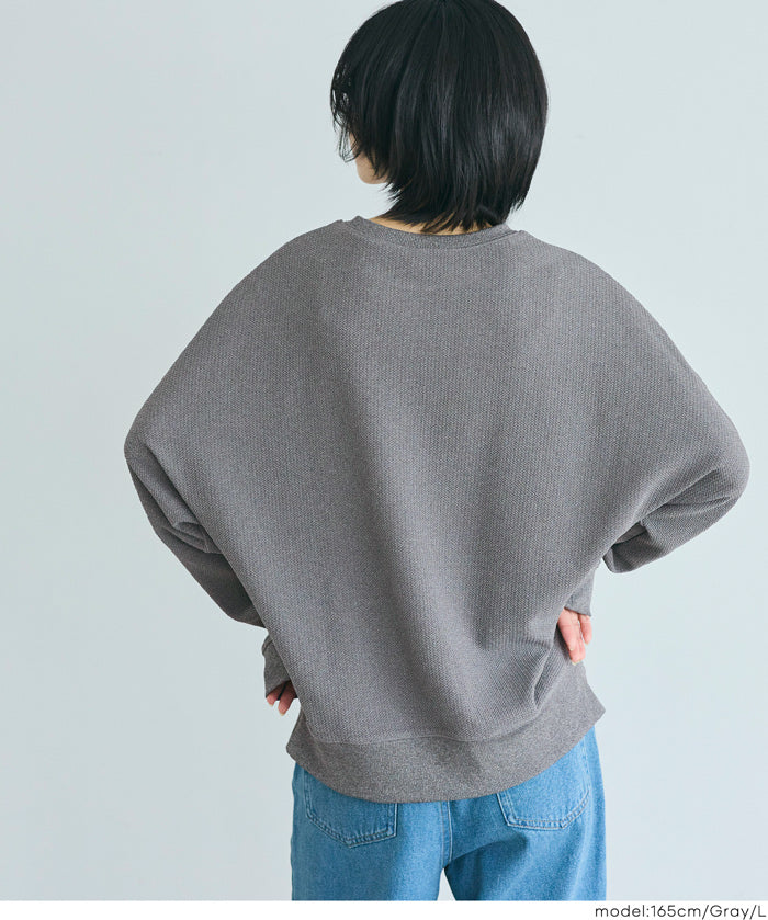 壓紋蝙蝠袖上衣