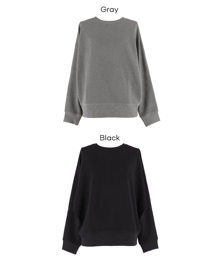 壓紋蝙蝠袖上衣