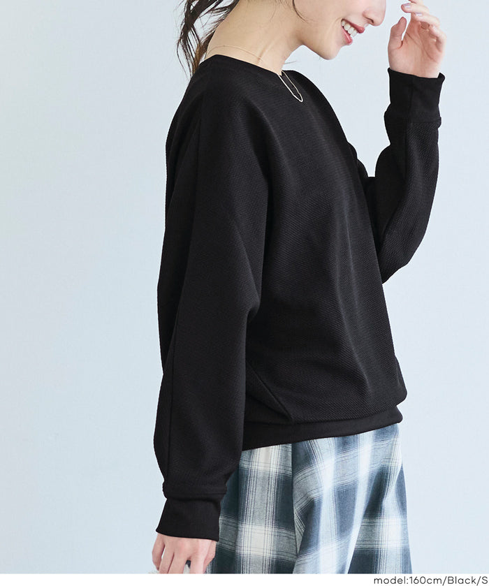 壓紋蝙蝠袖上衣