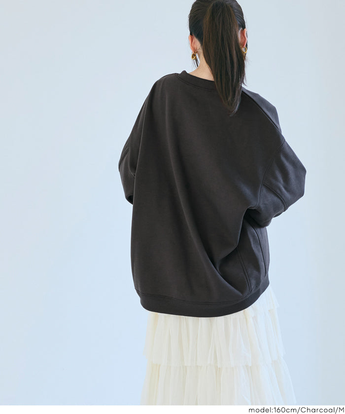 輕量內刷毛LOGO大學T