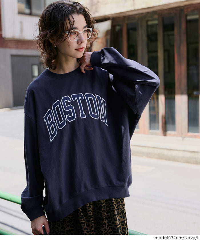 LOGO輕薄長袖大學T