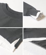 重磅棉 假兩件層次造型大學T