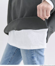 重磅棉 假兩件層次造型大學T