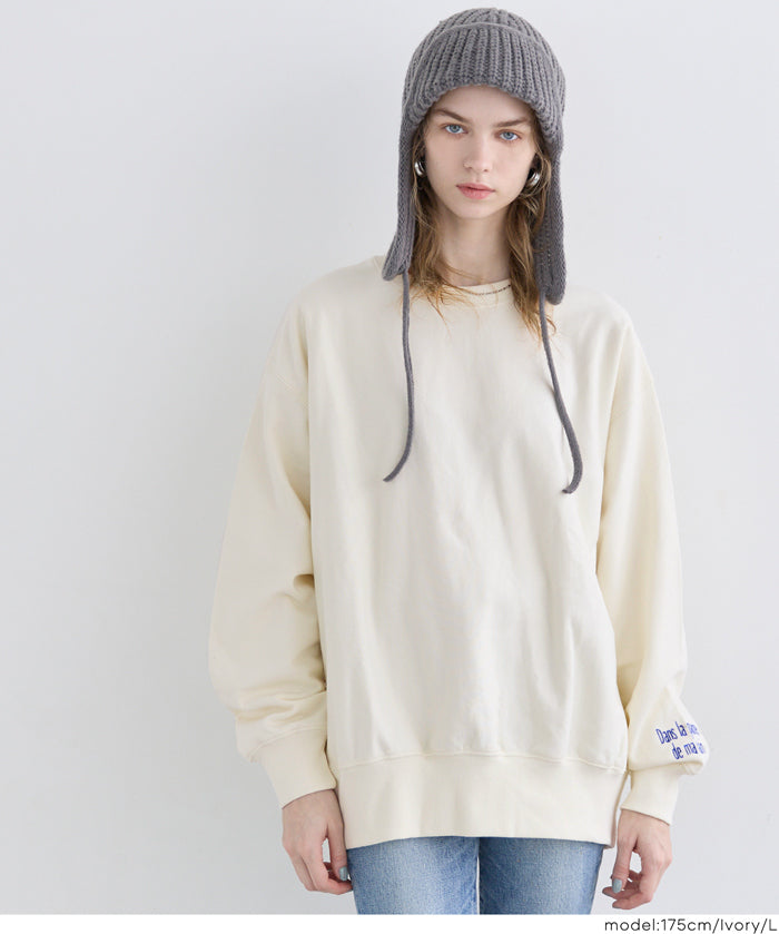 重磅內刷毛刺繡LOGO大學T