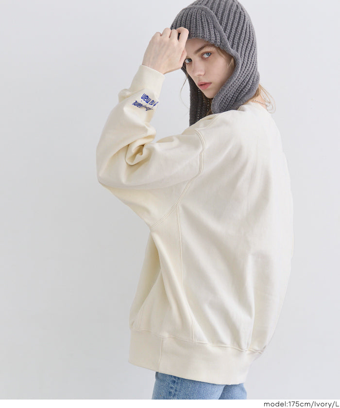 重磅內刷毛刺繡LOGO大學T