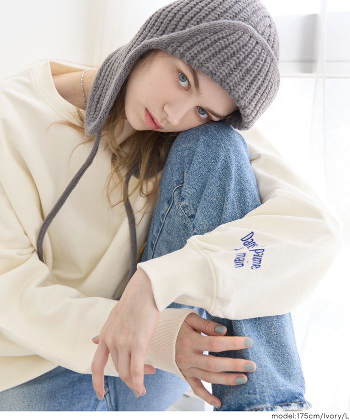 重磅內刷毛刺繡LOGO大學T