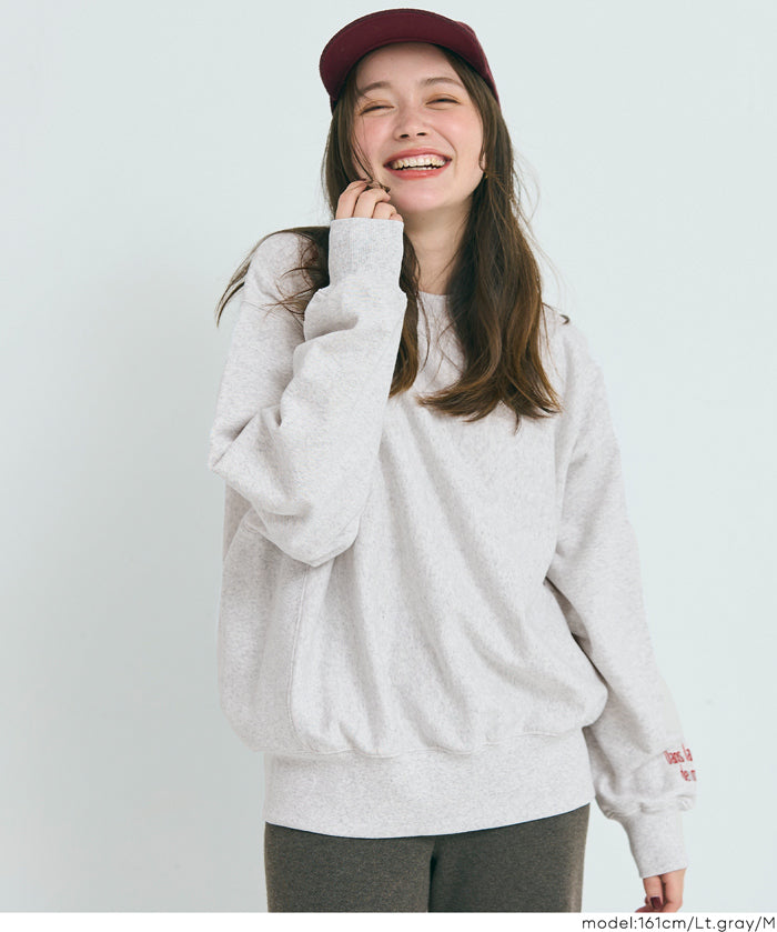 重磅內刷毛刺繡LOGO大學T