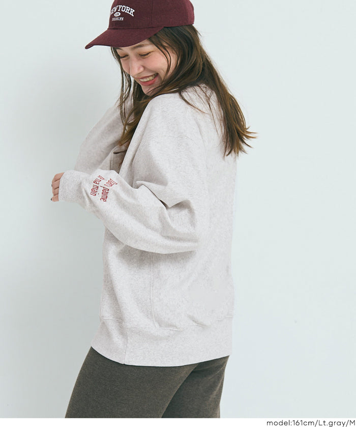 重磅內刷毛刺繡LOGO大學T