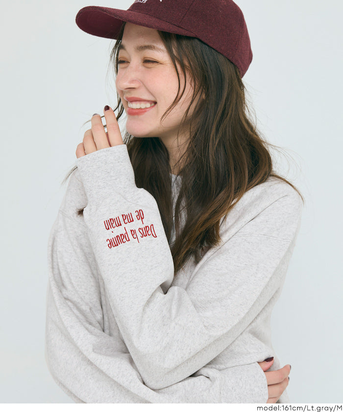 重磅內刷毛刺繡LOGO大學T